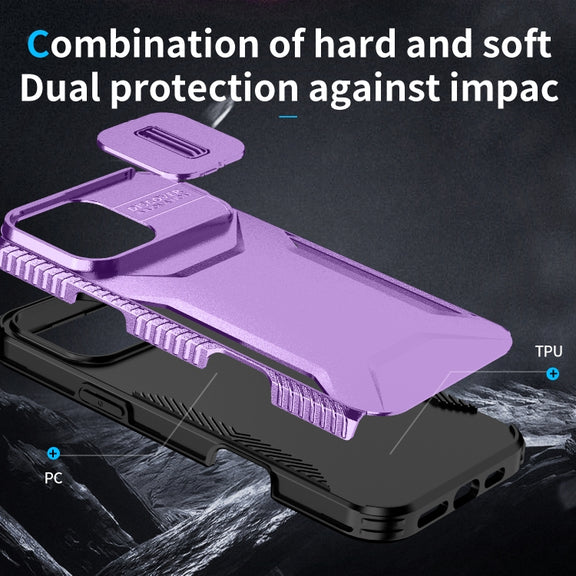 For iPhone 16 Pro Sliding Camshield Phone Case(Purple)
