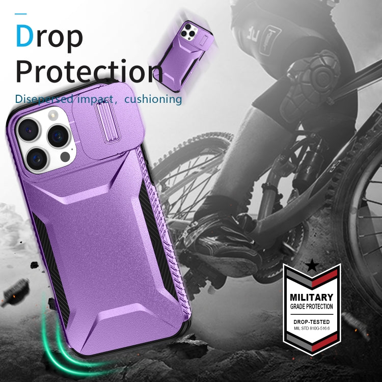 For iPhone 16 Pro Sliding Camshield Phone Case(Purple)
