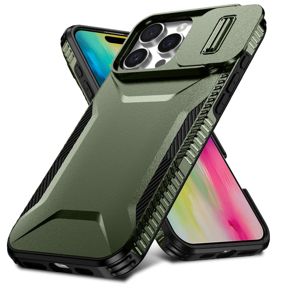 For iPhone 16 Pro Max Sliding Camshield Phone Case(Alpine Green)