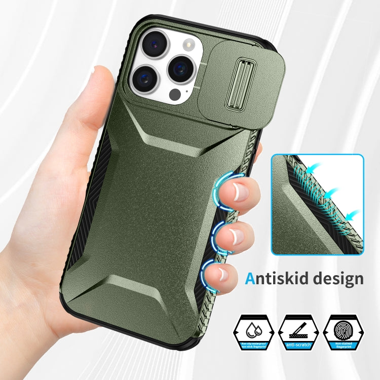 For iPhone 16 Pro Max Sliding Camshield Phone Case(Alpine Green)