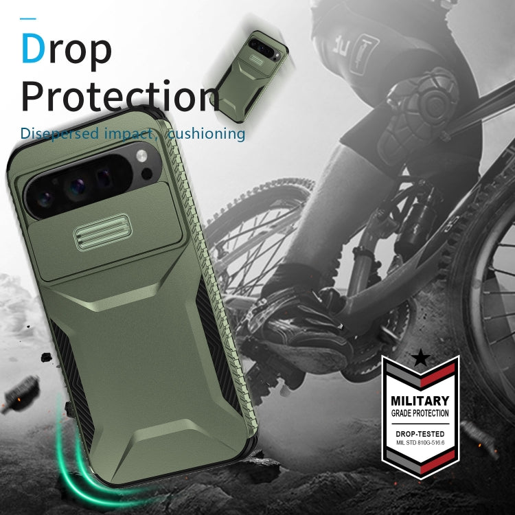 For Google Pixel 9 Pro XL Sliding Camshield Phone Case(Alpine Green)