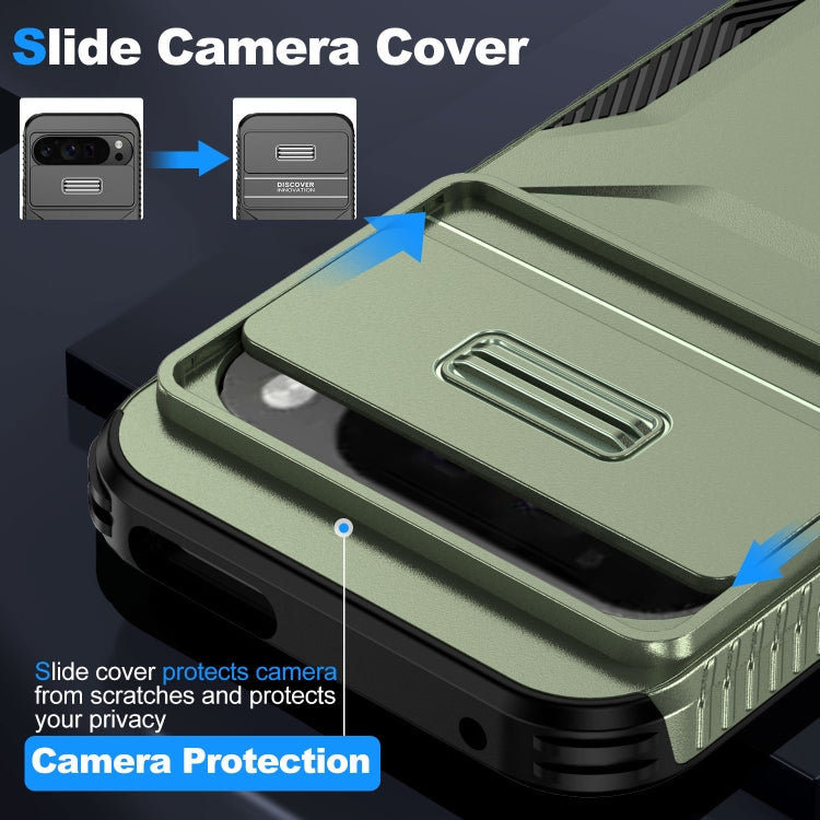 For Google Pixel 9 Pro XL Sliding Camshield Phone Case(Alpine Green)
