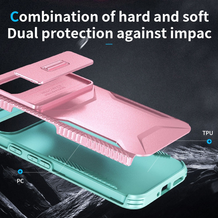 For Google Pixel 10 Pro XL / 9 Pro XL Sliding Camshield Phone Case(Pink + Grey Green)