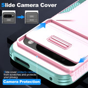 For Google Pixel 10 Pro XL / 9 Pro XL Sliding Camshield Phone Case(Pink + Grey Green)