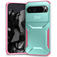 For Google Pixel 9 Pro XL Sliding Camshield Phone Case(Grey Green + Pink) - Google Cases by PMC TechLife | Online Shopping South Africa | PMC TechLife | Buy Now Pay Later Mobicred