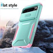For Google Pixel 9 Pro XL Sliding Camshield Phone Case(Grey Green + Pink)