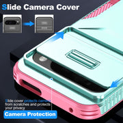 For Google Pixel 9 Pro XL Sliding Camshield Phone Case(Grey Green + Pink)