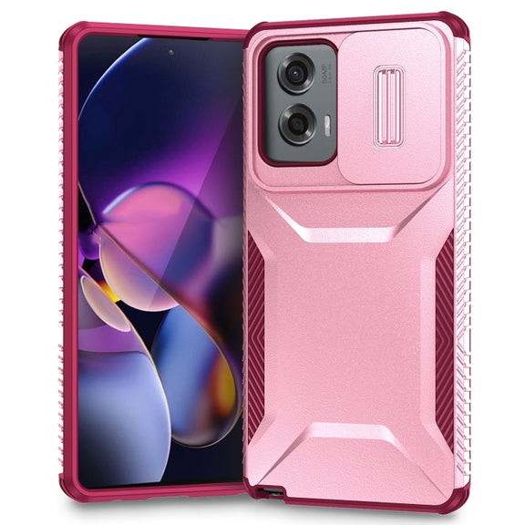 For Motorola Moto G Stylus 5G 2024 Sliding Camshield Phone Case(Pink + Rose Red)