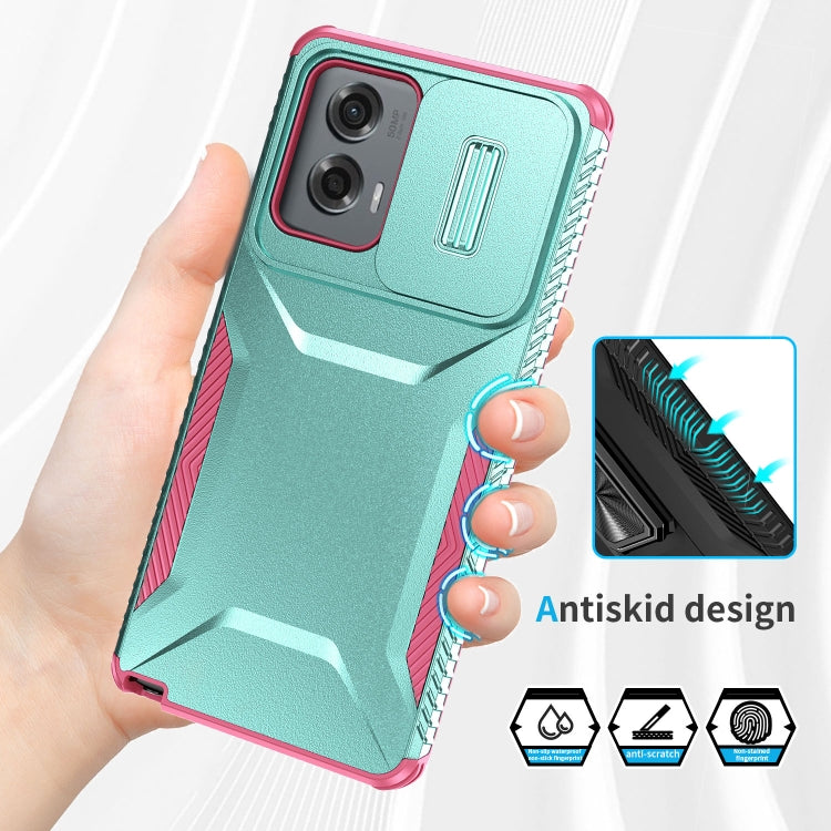 For Motorola Moto G Stylus 5G 2024 Sliding Camshield Phone Case(Grey Green + Pink)