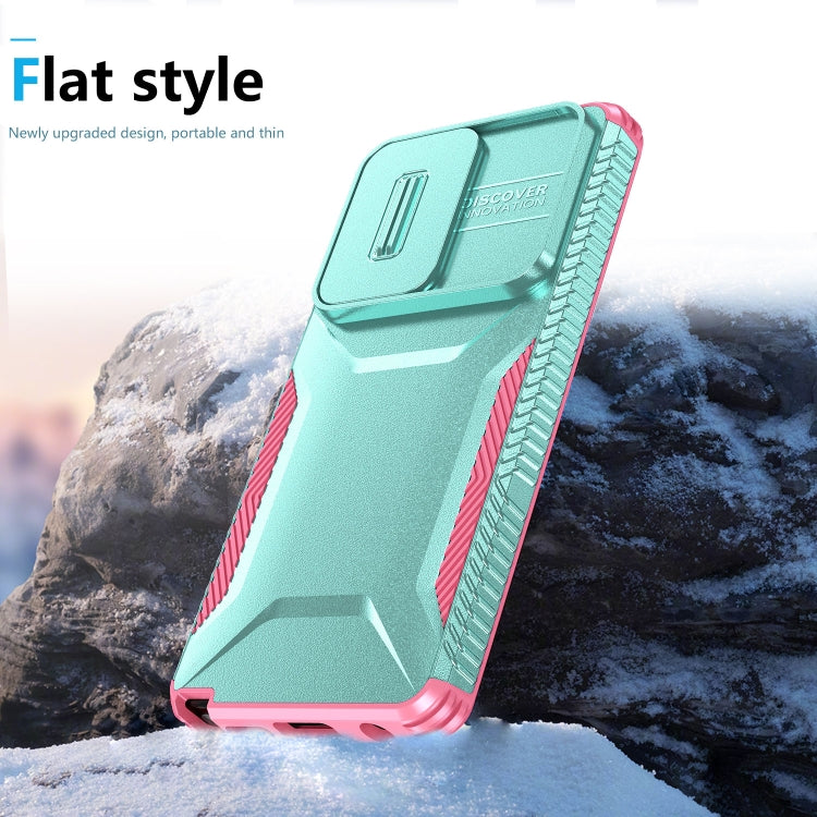 For Motorola Moto G Stylus 5G 2024 Sliding Camshield Phone Case(Grey Green + Pink)