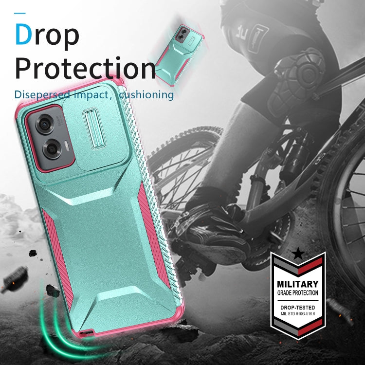For Motorola Moto G Stylus 5G 2024 Sliding Camshield Phone Case(Grey Green + Pink)
