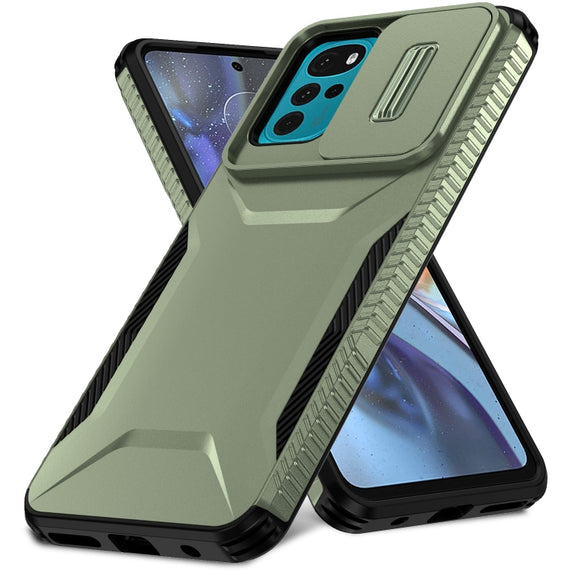 For Motorola Moto G22 2024 Sliding Camshield Phone Case(Alpine Green)