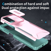 For Motorola Moto G22 2024 Sliding Camshield Phone Case(Pink + Grey Green)