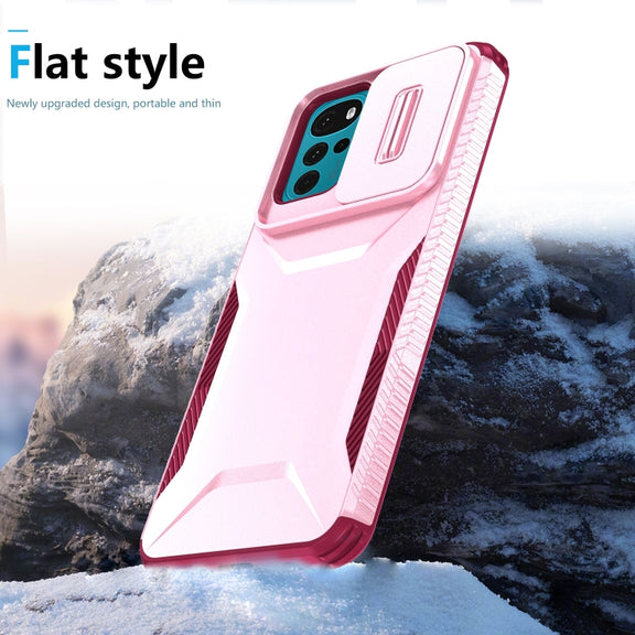 For Motorola Moto G22 2024 Sliding Camshield Phone Case(Pink + Rose Red)
