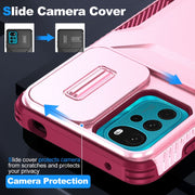 For Motorola Moto G22 2024 Sliding Camshield Phone Case(Pink + Rose Red)