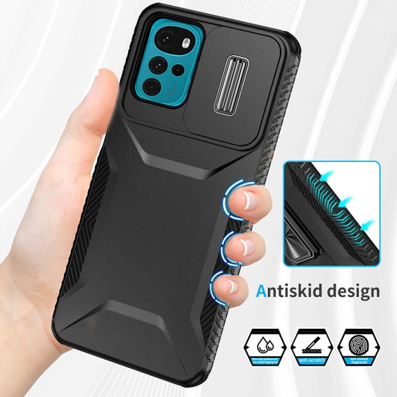 For Motorola Moto G22 2024 Sliding Camshield Phone Case(Black)