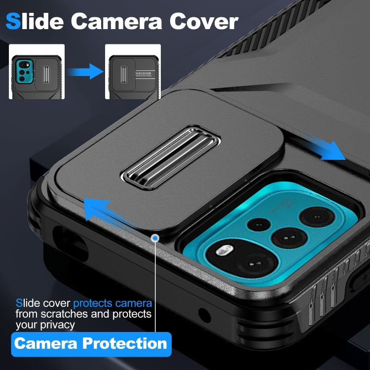 For Motorola Moto G22 2024 Sliding Camshield Phone Case(Black)