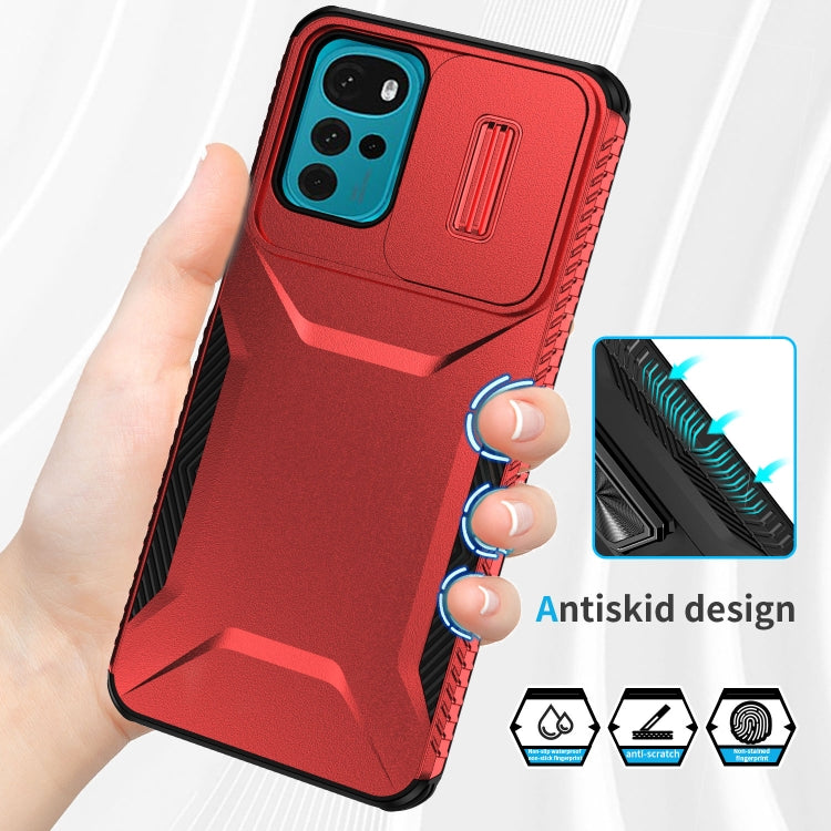 For Motorola Moto G22 2024 Sliding Camshield Phone Case(Red)