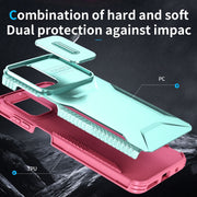 For Motorola Moto G22 2024 Sliding Camshield Phone Case(Grey Green + Pink)