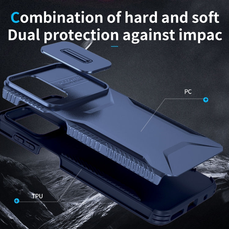For Motorola Moto G22 2024 Sliding Camshield Phone Case(Blue)
