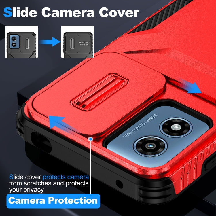 For Motorola Moto G Play 4G 2024 Sliding Camshield Phone Case(Red)