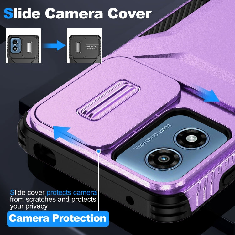 For Motorola Moto G Play 4G 2024 Sliding Camshield Phone Case(Purple)