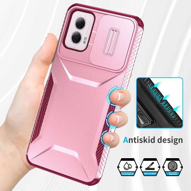 For Motorola Moto G Power 5G 2024 Sliding Camshield Phone Case(Pink + Rose Red)