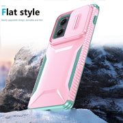 For Motorola Edge 5G 2024 Sliding Camshield Phone Case(Pink + Grey Green)