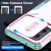 For Motorola Edge 5G 2024 Sliding Camshield Phone Case(Pink + Grey Green)