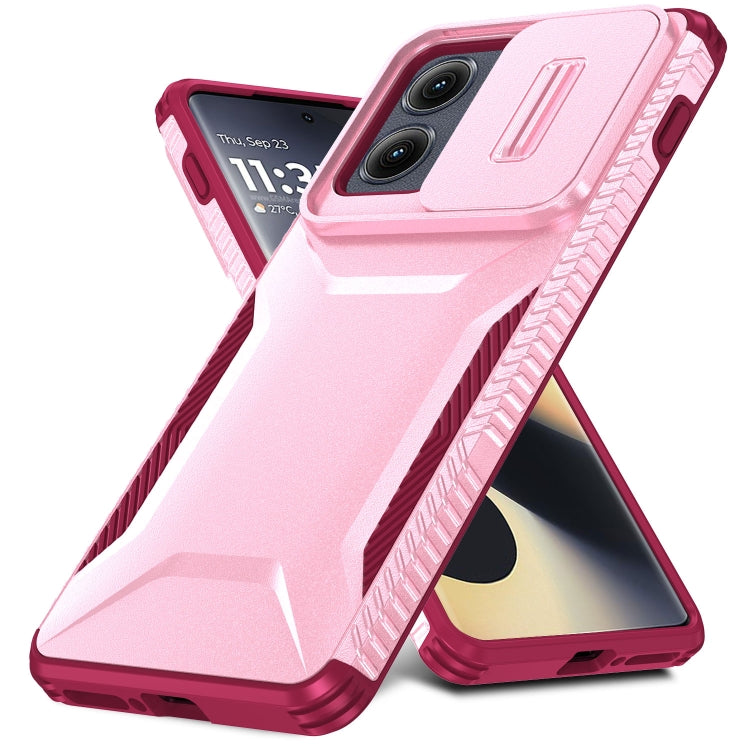 For Motorola Edge 5G 2024 Sliding Camshield Phone Case(Pink + Rose Red)
