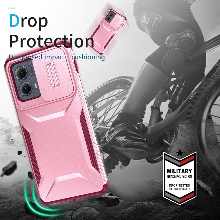 For Motorola Edge 5G 2024 Sliding Camshield Phone Case(Pink + Rose Red)