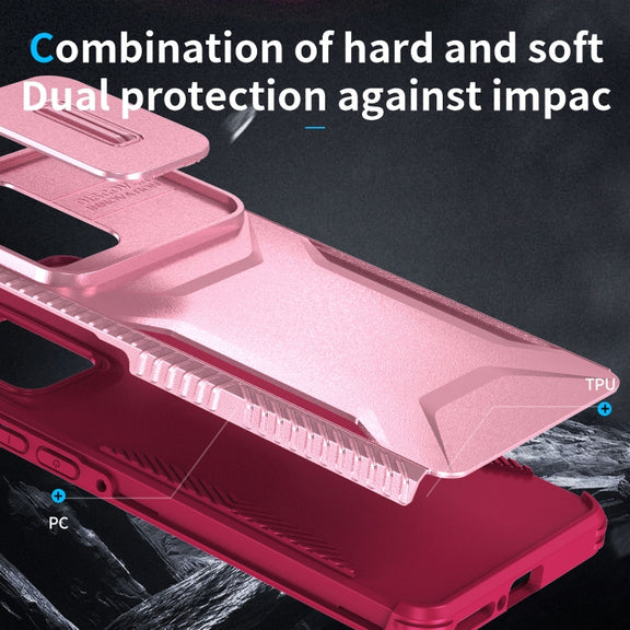 For Motorola Edge 5G 2024 Sliding Camshield Phone Case(Pink + Rose Red)