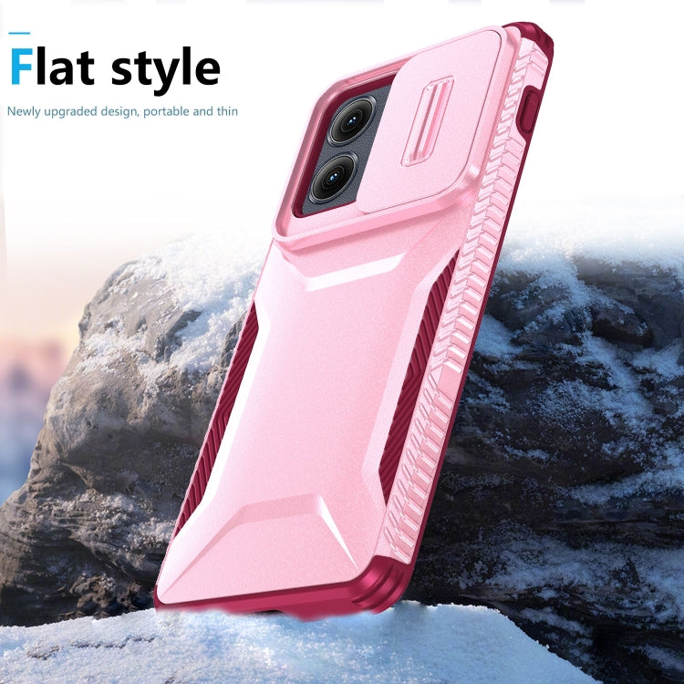 For Motorola Edge 5G 2024 Sliding Camshield Phone Case(Pink + Rose Red)