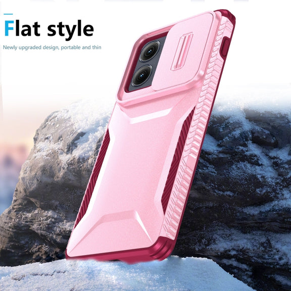 For Motorola Edge 5G 2024 Sliding Camshield Phone Case(Pink + Rose Red)