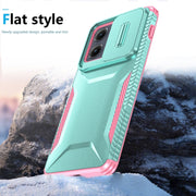 For Motorola Edge 5G 2024 Sliding Camshield Phone Case(Grey Green + Pink)