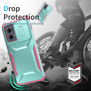 For Motorola Edge 5G 2024 Sliding Camshield Phone Case(Grey Green + Pink)
