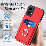 For Motorola Moto G 5G 2024 R20 Crossbody Rope Ring Card Holder Phone Case(Red)