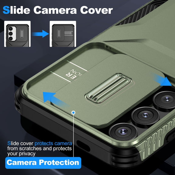 For Samsung Galaxy S25 5G / S24 5G Sliding Camshield Phone Case(Alpine Green)