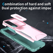 For Samsung Galaxy S25 5G / S24 5G Sliding Camshield Phone Case(Pink + Grey Green)