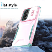 For Samsung Galaxy S25 5G / S24 5G Sliding Camshield Phone Case(Pink + Grey Green)