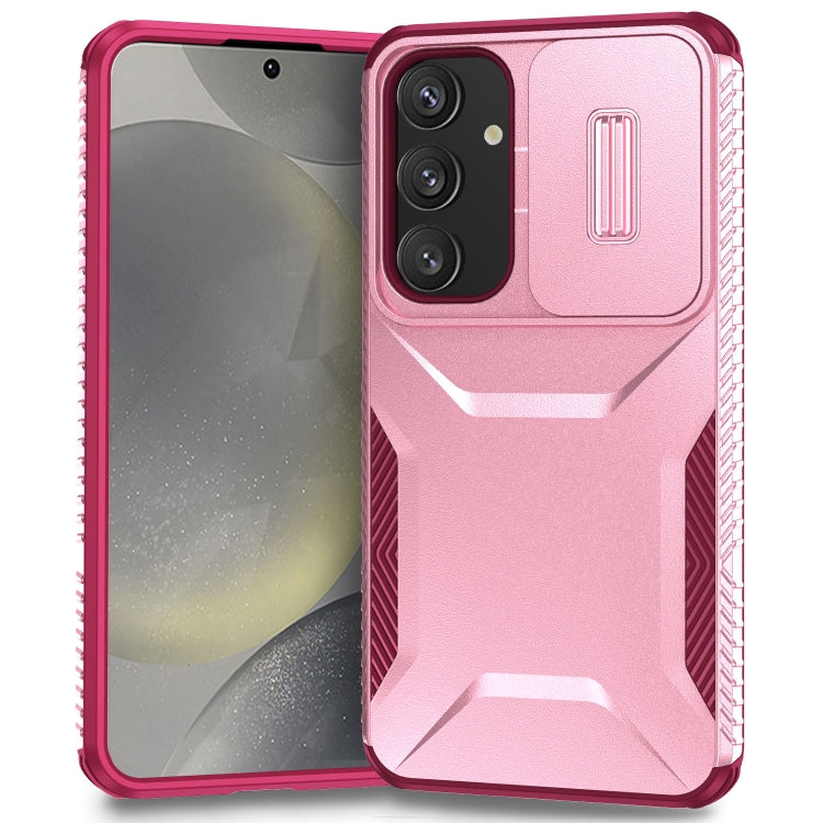 For Samsung Galaxy S25 5G / S24 5G Sliding Camshield Phone Case(Pink + Rose Red)