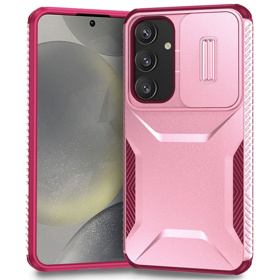 For Samsung Galaxy S25 5G / S24 5G Sliding Camshield Phone Case(Pink + Rose Red)