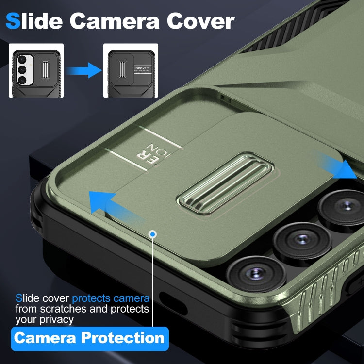 For Samsung Galaxy S25+ 5G / S24+ 5G Sliding Camshield Phone Case(Alpine Green)