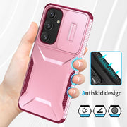 For Samsung Galaxy S25+ 5G / S24+ 5G Sliding Camshield Phone Case(Pink + Rose Red)