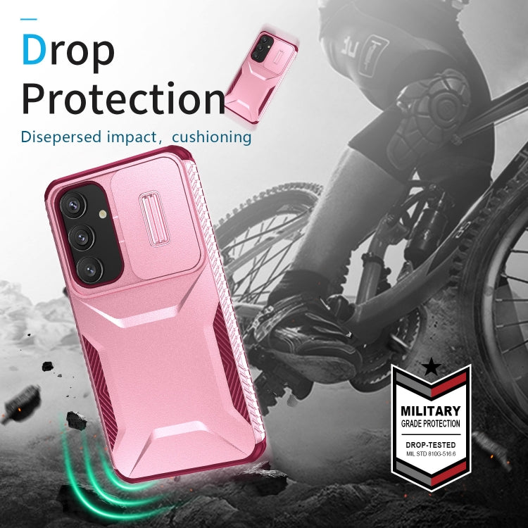 For Samsung Galaxy S25+ 5G / S24+ 5G Sliding Camshield Phone Case(Pink + Rose Red)
