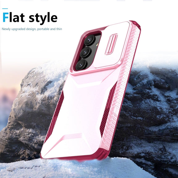 For Samsung Galaxy S25+ 5G / S24+ 5G Sliding Camshield Phone Case(Pink + Rose Red)