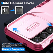For Samsung Galaxy S25+ 5G / S24+ 5G Sliding Camshield Phone Case(Pink + Rose Red)