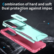 For Samsung Galaxy S25+ 5G / S24+ 5G Sliding Camshield Phone Case(Grey Green + Pink)