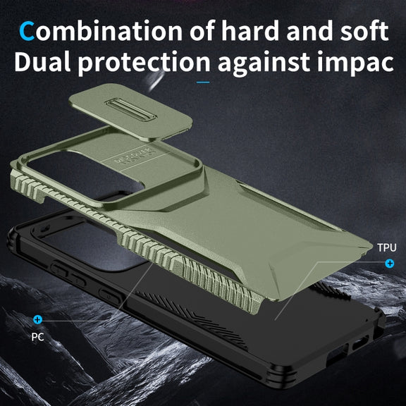 For Samsung Galaxy S25 Ultra 5G Sliding Camshield Phone Case(Alpine Green)