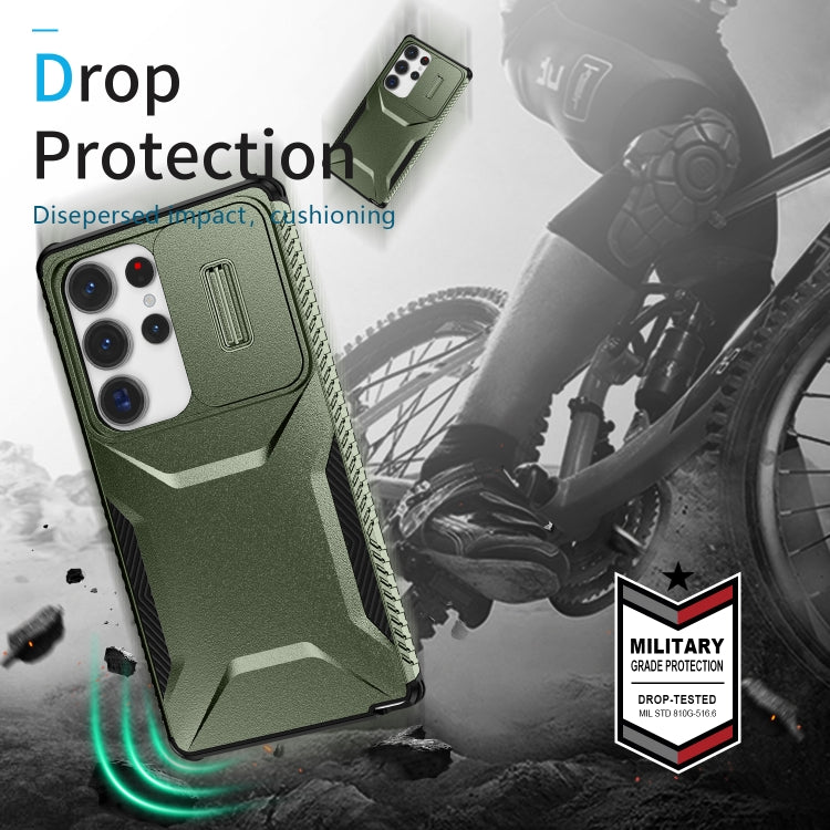 For Samsung Galaxy S25 Ultra 5G Sliding Camshield Phone Case(Alpine Green)